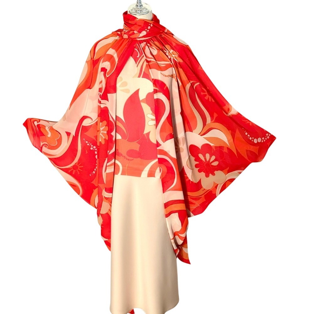 Dries Van Noten Convertible Silk Scarf Blouse 70s Print Size 38 US 6